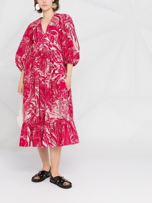 RED Valentino Floral-Print Midi Dress