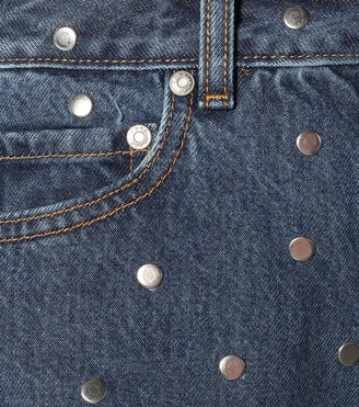 Ganni Embellished high-rise straight jeans