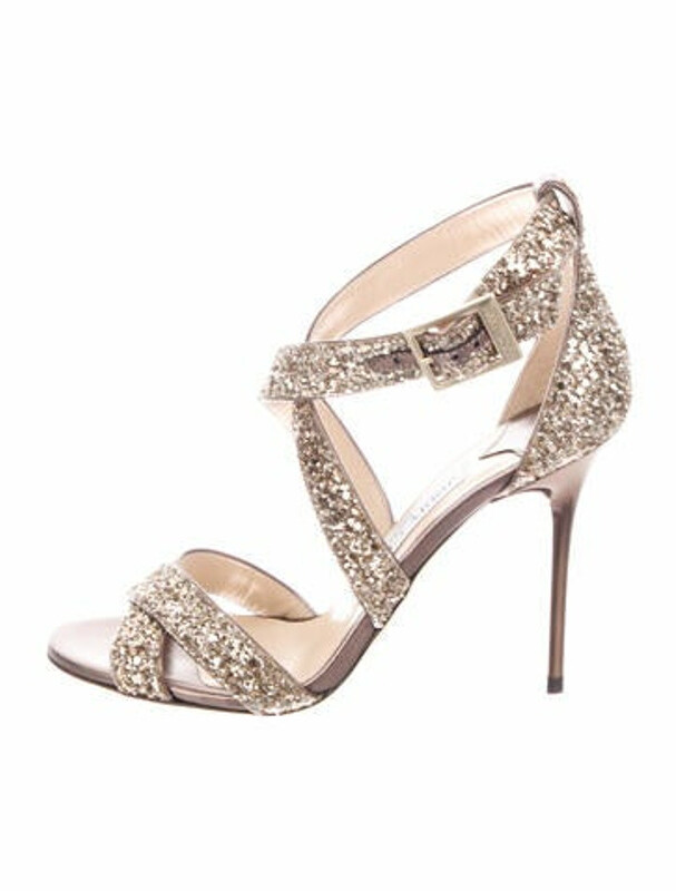 Jimmy Choo Glitter Accents Sandals w/ Tags Gold - ShopStyle