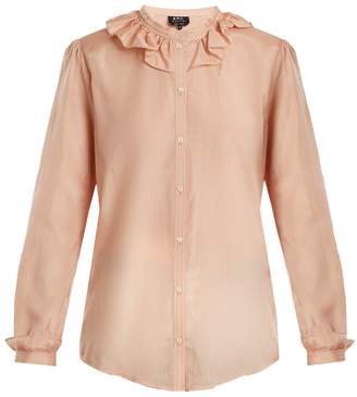 A.P.C. Josephine ruffled-collar cotton-blend blouse