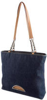 Thumbnail for your product : Christian Dior Leather-Trimmed Denim Tote