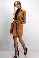 Thumbnail for your product : Rare Camel Faux Suede Belted Mac Coat