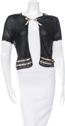 Anna Sui James Coviello x Lace-Trimmed Short Sleeve Cardigan