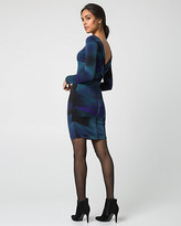 Thumbnail for your product : Le Château Geo Print Knit Cowl Back Mini Dress