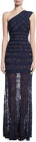 Thumbnail for your product : Herve Leger Karin One-Shoulder Lace Bandage Gown