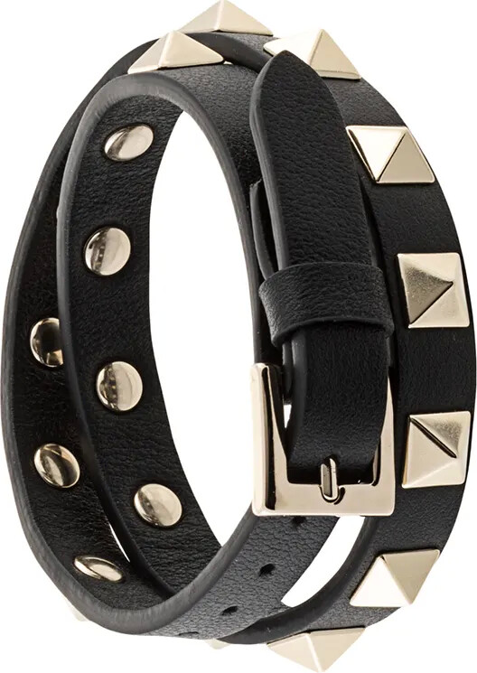 Valentino Garavani Rockstud double-strap leather bracelet