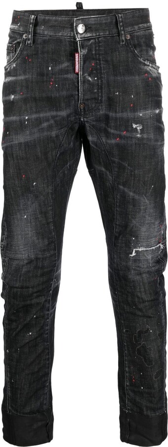 DSQUARED2 Distressed Straight-Leg Jeans - ShopStyle