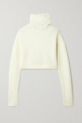 Sally LaPointe Cropped Boucle Turtleneck Sweater - Cream
