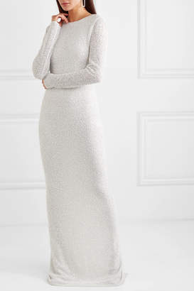 Balmain Open-back Embellished Chiffon Gown - White