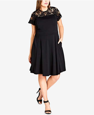 City Chic Trendy Plus Size Embroidered A-Line Dress