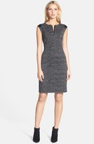 Thumbnail for your product : Lafayette 148 New York 'Zelina' Faux Leather Trim Jacquard Dress