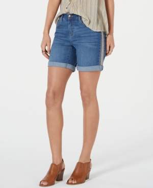Style&Co. Style & Co Embroidered Cuffed Denim Shorts, Created for Macy's