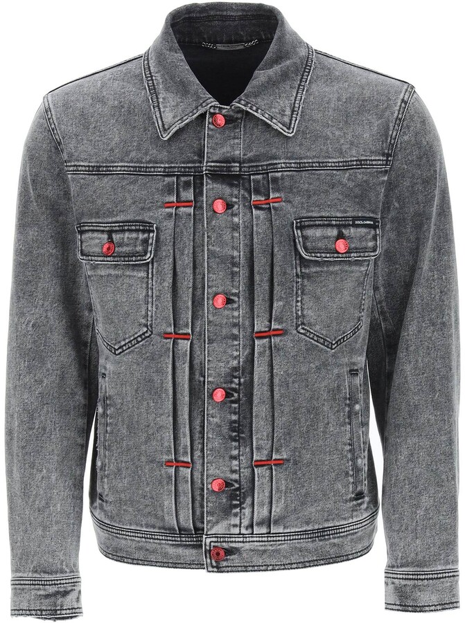 black and red denim jacket