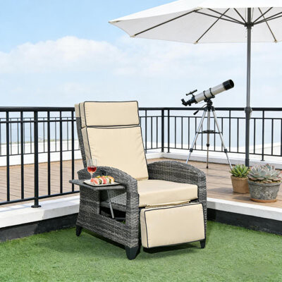 Latitude Run Adjustable Steel Patio Lounge Chairs With Modern Wicker Design For Outdoor Comfort