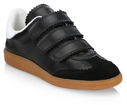 Isabel Marant Beth Grip-Tape Leather Sneakers - ShopStyle