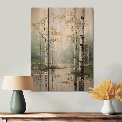 Millwood Pines Birch Woods Ethereal Elegance IV On Wood Print