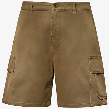 Loewe Mens Khaki Green Cargo Regular-Fit Cotton Shorts 36