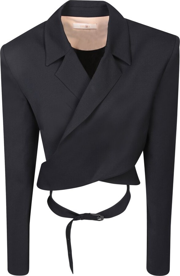 Ssheena Crossover-Front Cropped Tailored Blazer