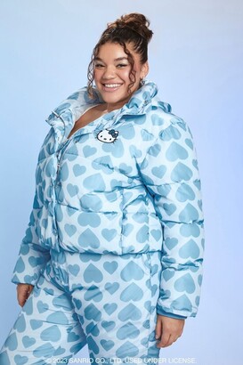 Forever 21 Women's Hello Kitty Puffer Jacket in Baby Blue, 3X ...
