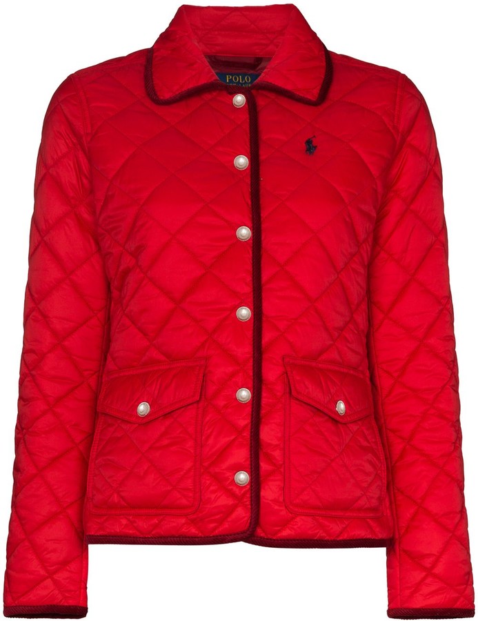 ralph lauren red puffer jacket women's