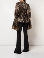 Thumbnail for your product : Christian Siriano Leopard Print Bell Sleeve Blouse
