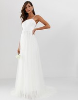 Thumbnail for your product : ASOS EDITION pretty mesh and lace layered wedding dress