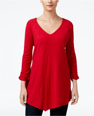 Style&Co. Style & Co V-Neck Handkerchief-Hem Top, Only at Macy's