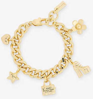 Marc Jacobs Womens Light Antique Gold The Mini Icon Charm Gold-Plated Brass Bracelet