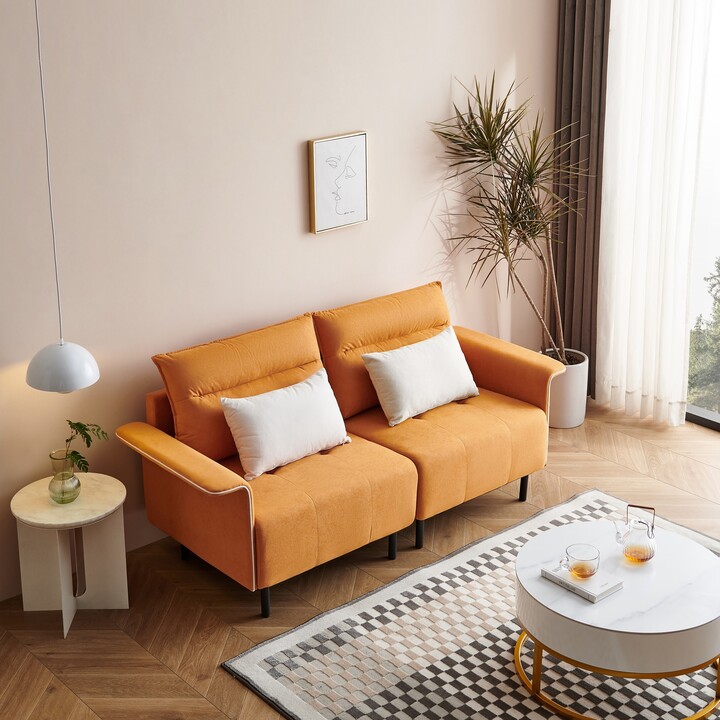 TOSWIN Sofa Couch Suede Midcentury Tufted Love Seat with Can Fully