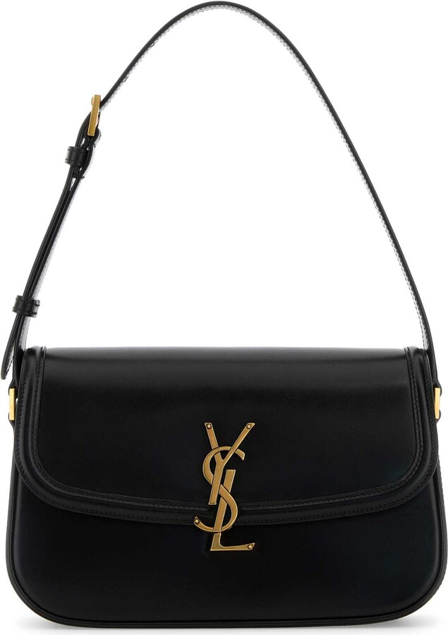 Saint Laurent Black Leather Solferino Shoulder Bag