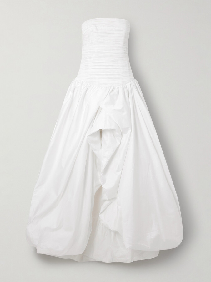 Aje Violette Strapless Ruched Cotton-poplin Gown - Ivory