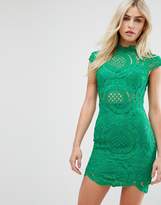 Thumbnail for your product : Love Triangle High Neck All Over Crochet Lace Mini Dress