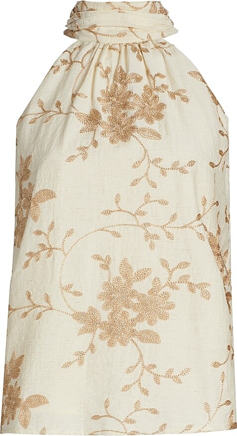 Ramy Brook Women's Cara Floral-Embroidered Tank - Ivory Lurex Embroidery - Size XS
