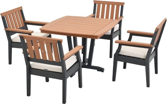 Decksplore5-PiecePatioDiningSetHDPEOutdoorDiningFurniturePatioDiningSet4Chairsand1tablewithSeatCushions