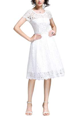 OWIN Women's Retro Floral Lace Cap Sleeve Vintage Swing Bridesmaid Dress (XXL, )