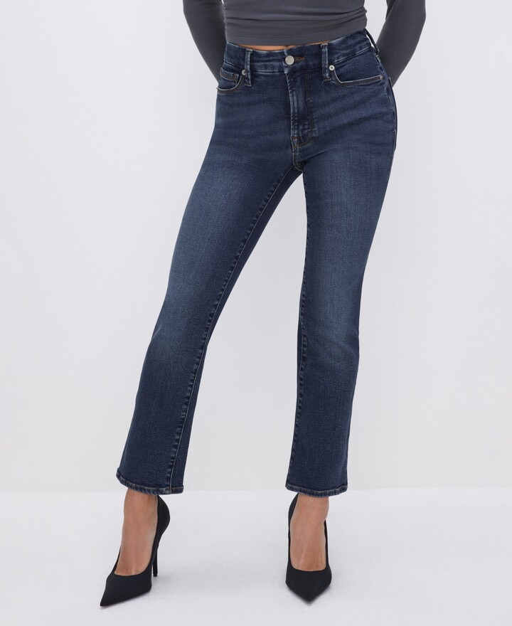Good American Petite Good Mid-Rise Straight Jeans