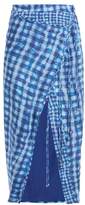 Thumbnail for your product : Altuzarra Cicero Gingham Silk Crepe De Chine Pencil Skirt - Womens - Blue Multi