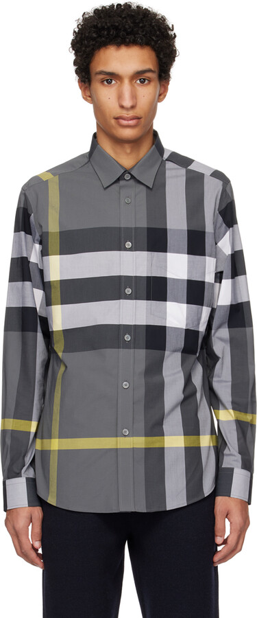 Burberry Gray Check Shirt - ShopStyle