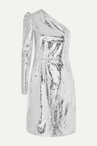 Thumbnail for your product : Stand Studio + Pernille Teisbaek Kayla One-sleeve Crinkled Metallic Faux Leather Mini Dress
