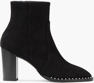 Stuart Weitzman Kailee faux pearl-embellished suede ankle boots