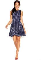 Thumbnail for your product : Maison Jules Sleeveless Dot-Print Lace Flared Dress