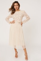 Thumbnail for your product : Little Mistress Emma Nude Floral Embellished Sequin Top Co-ord