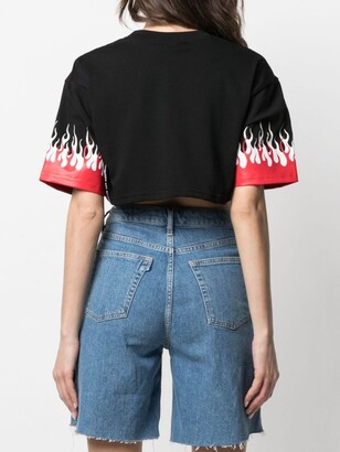 Vision Of Super flames-print cropped T-shirt