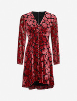 Thumbnail for your product : The Kooples V-neck velvet and woven midi dress