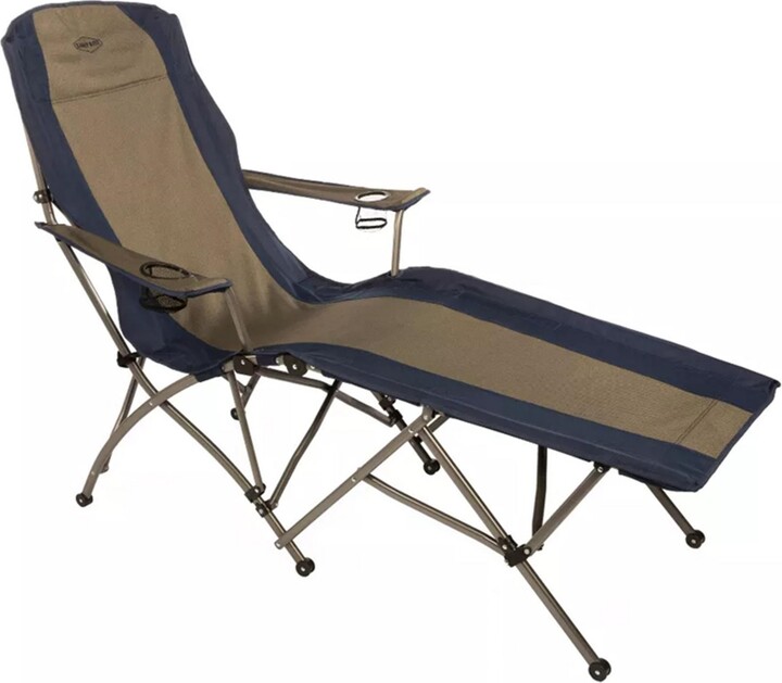 Kamp-Rite Kamp Portable Folding Outdoor Soft Arm Lounger Camp Beach Chair, Navy/Tan Portable Folding Outdoor Soft Arm Lounger Camp Beach Cha