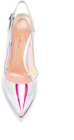 Thumbnail for your product : Gianvito Rossi Plexi & Laser Double Strap Heels in Hologram & Silver | FWRD