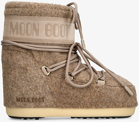 Moon Boot Womens Beige Icon Low Lace-Up Felt Snow Boots Eur 39 / 6 Uk Women
