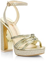 Thumbnail for your product : Sophia Webster Glitter Metallic Lizard-Embossed Leather Platform Sandals