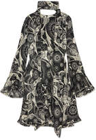 Chloé - Printed Cotton And Silk-blend Crepon Mini Dress - Black