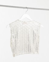Thumbnail for your product : Club L London sequin knot crop top in cream